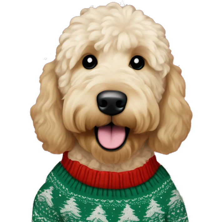 goldendoodle Frosty The Dogman Christmas sweater emoji