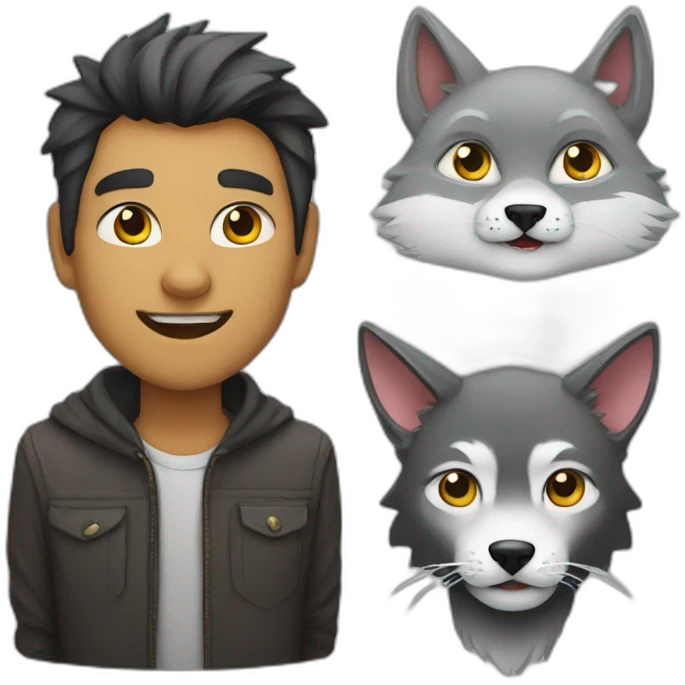 cat and wolf emoji