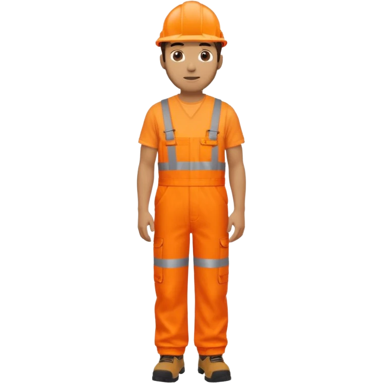 male figure standing wearing orange hi-vis overalls emoji