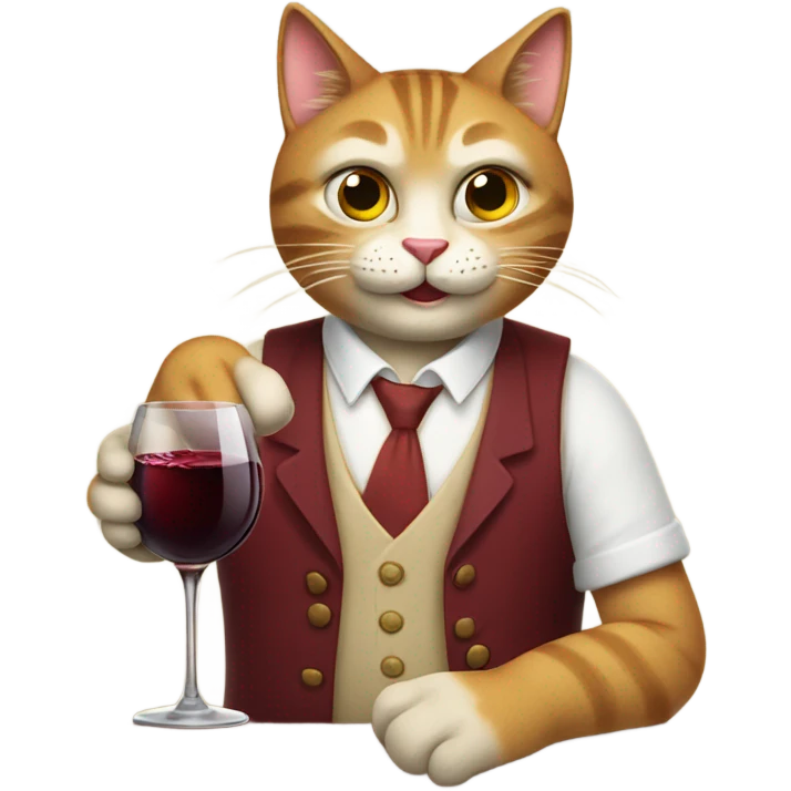smug looking cat drinking a glass of wine and giving a thumbs up emoji