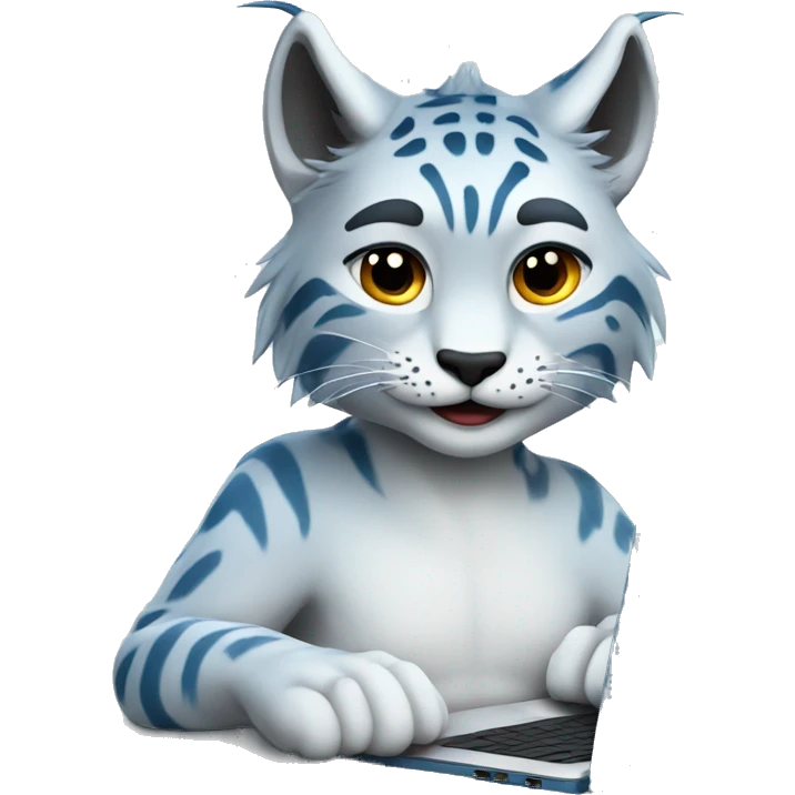 A blue lynx with a laptop emoji