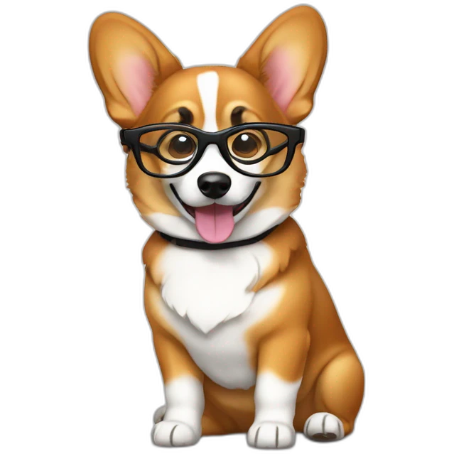 sit Corgi with glasses emoji