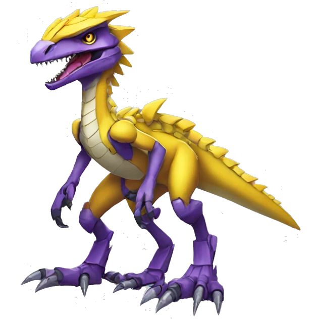  Cool Edgy Purple Yellow Digimon-Fakemon-Velociraptor-Dragon-Mecha full body emoji