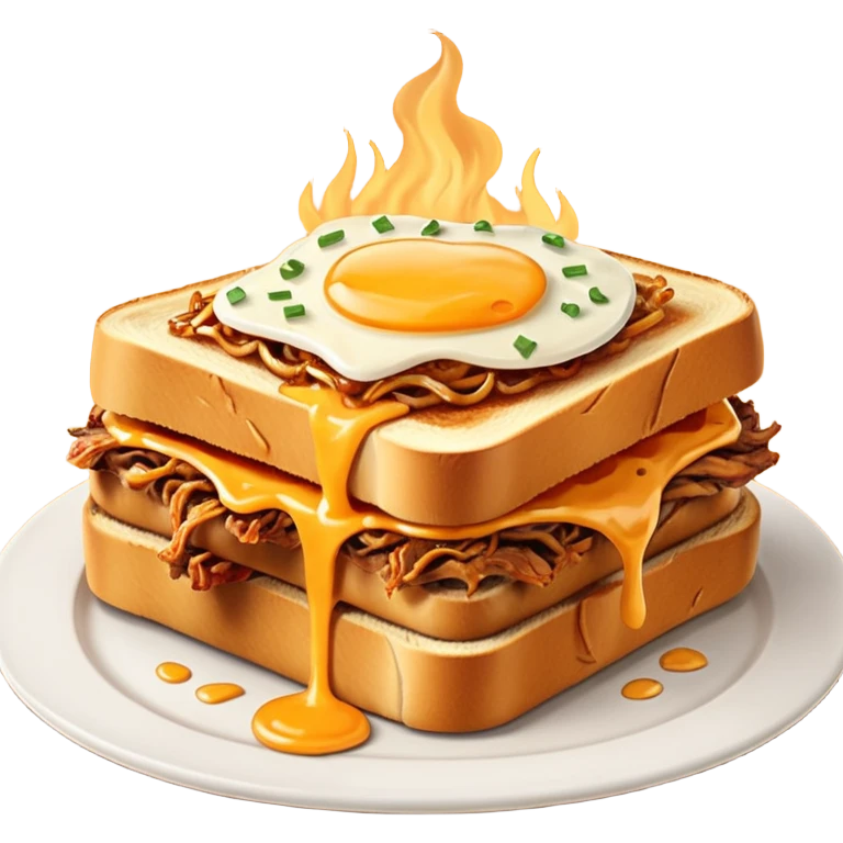 BBQ pulled pork melt on texas toast with crispy onions  emoji