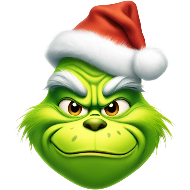 The grinch wearing a Christmas hat smiling emoji