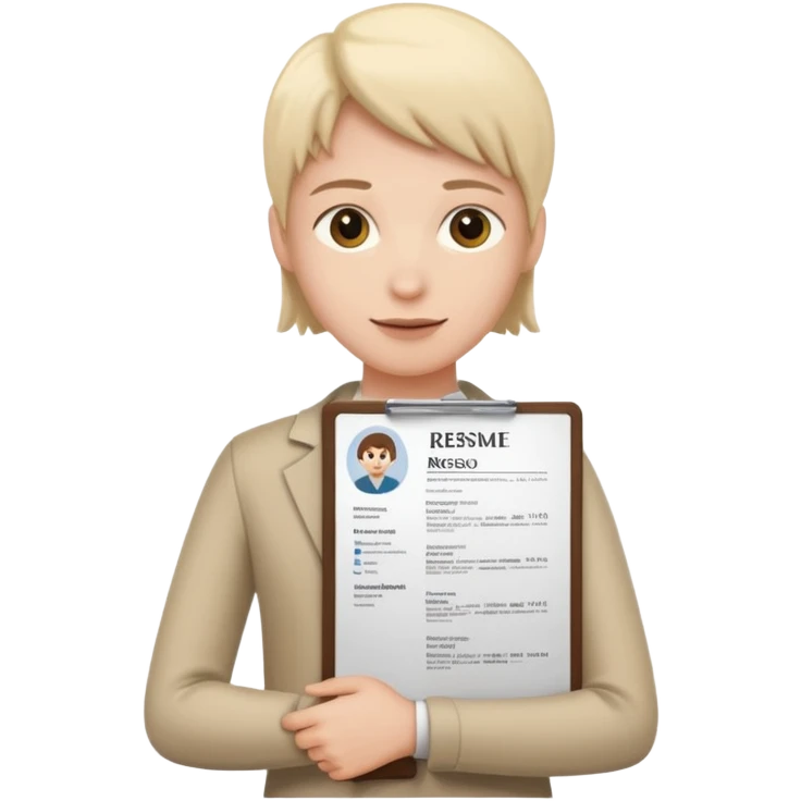 resume with profile photo, simple, clear emoji