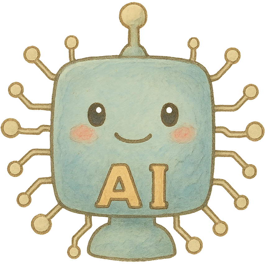 ícono de inteligencia artificial, ilustración suave, estilo ghibli emoji