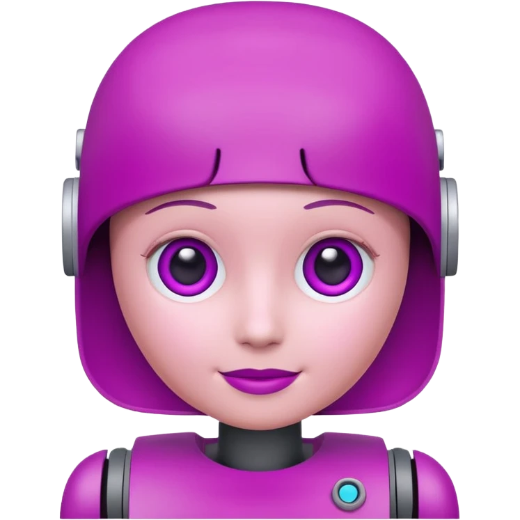 A friendly 3D chatbot assistant icon with a rounded square head, simple eyes, and a subtle smile. Clean, minimal, professional design suitable for a corporate SharePoint icon.Magenta color palette (#E20074) with dark purple and soft pink accents. emoji