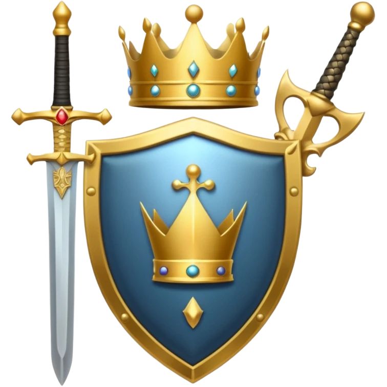 Powerful emoji with only sword, shield and crown emoji