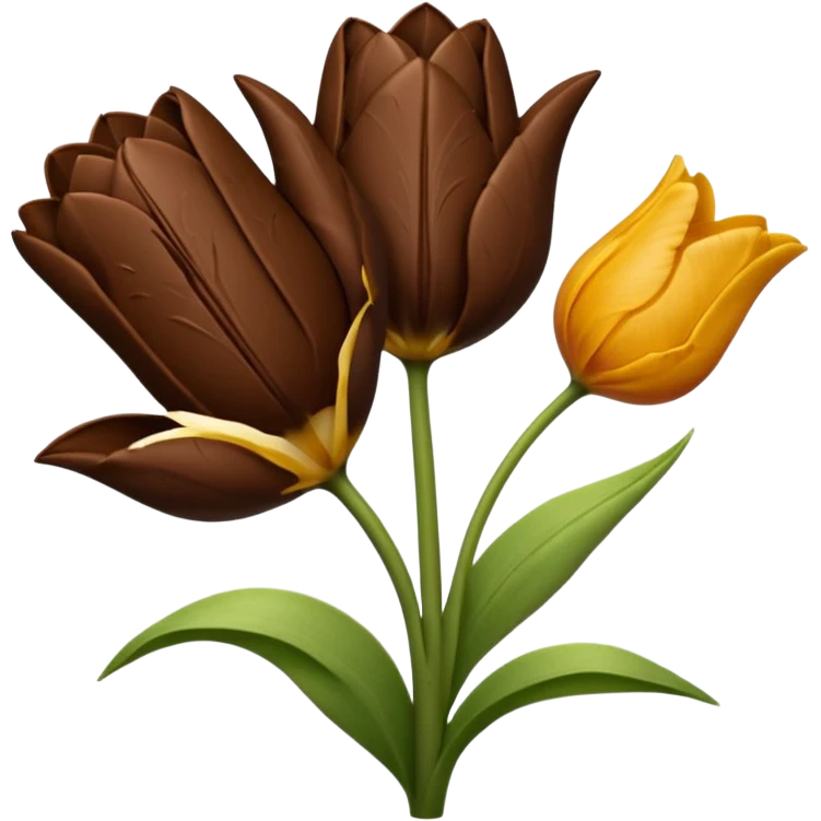 brown emojis of cookie, tulip, leaf, chocolate emoji