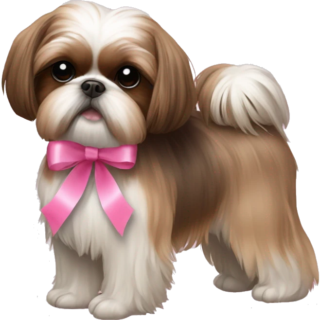 Pure Brown shih tzu with pink ribbon emoji