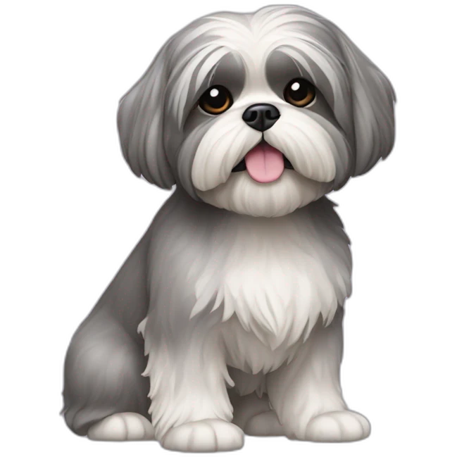 a grey shih tzu with one foot up emoji