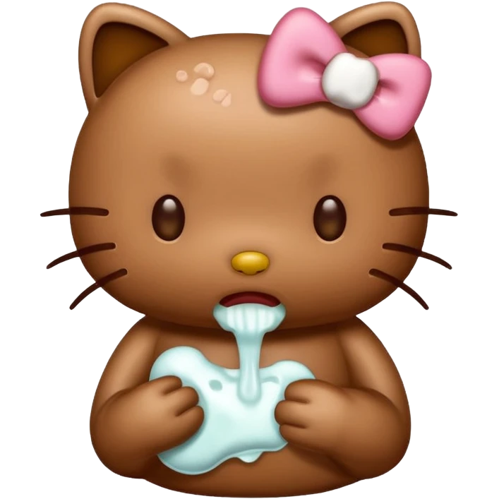 brown hello kitty puking emoji