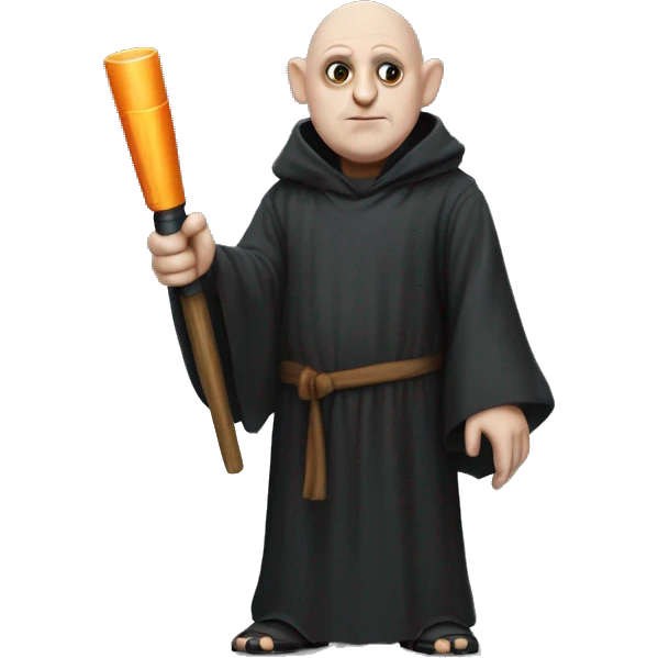 Uncle fester wearing a wizard robe and holding a screwdriver  emoji