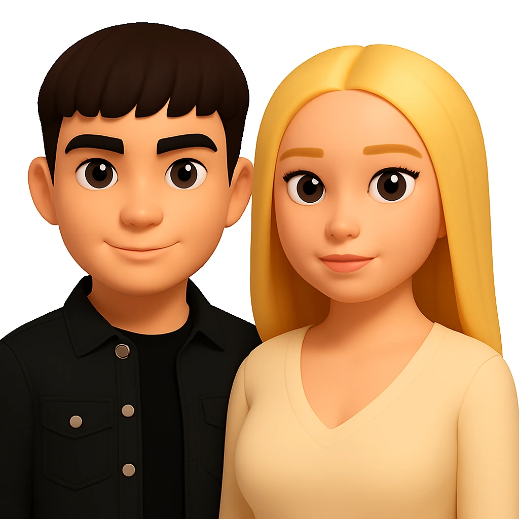 Slightly increase the volume of the upper body of the girl and turn her to face forward. Maintain the 3D emoji style look and feel. Keep the background transparent. emoji