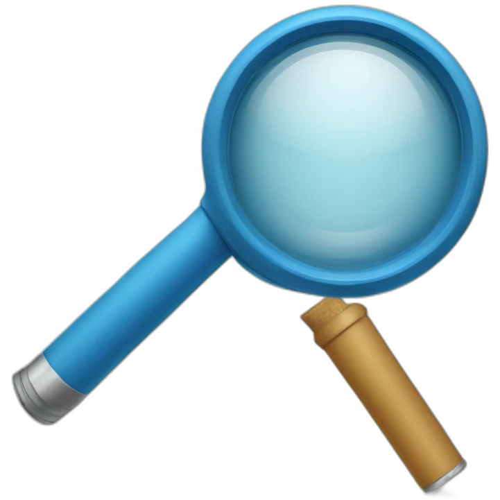Magnifier blue with letter W emoji