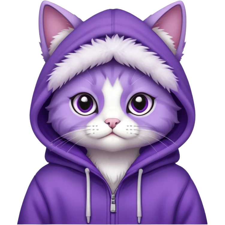 Cute purple cat wearing hoodie emoji