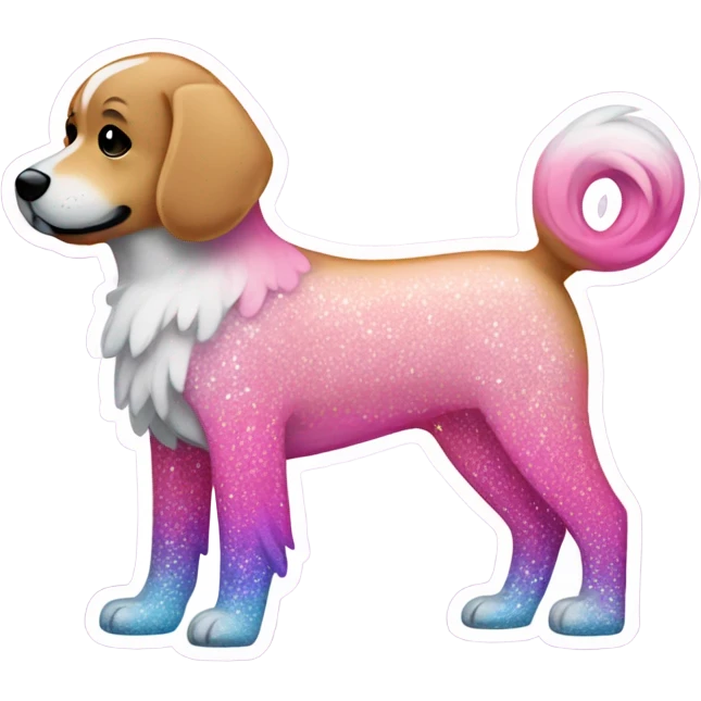 Pink ombre full body dog with glitter emoji