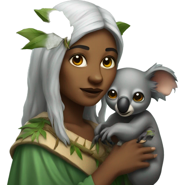Druid woman with koala or bat emoji