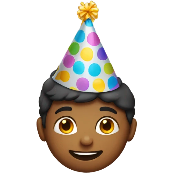 Boy wearing birthday hat emoji
