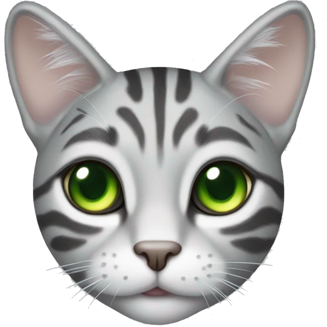 Silver tabby cat with some tan spots and green eyes emoji