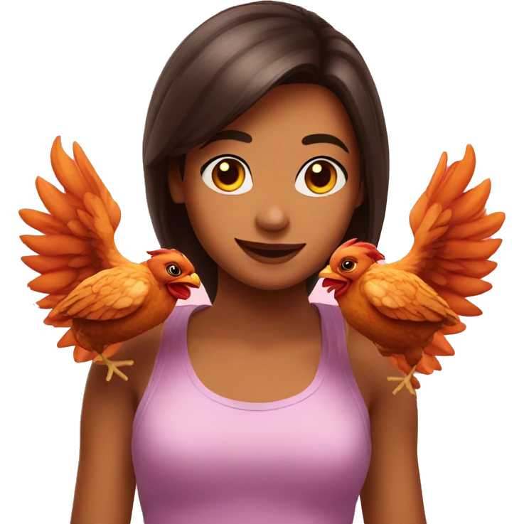 a girl flying with two bbq chicken wings on her back emoji