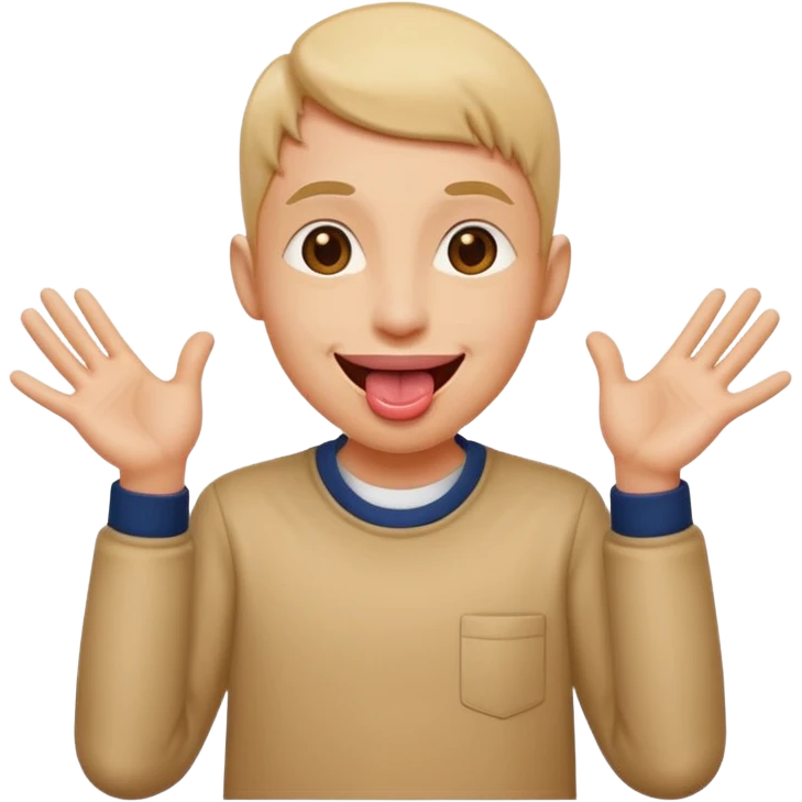tongue out with hands to the sides emoji