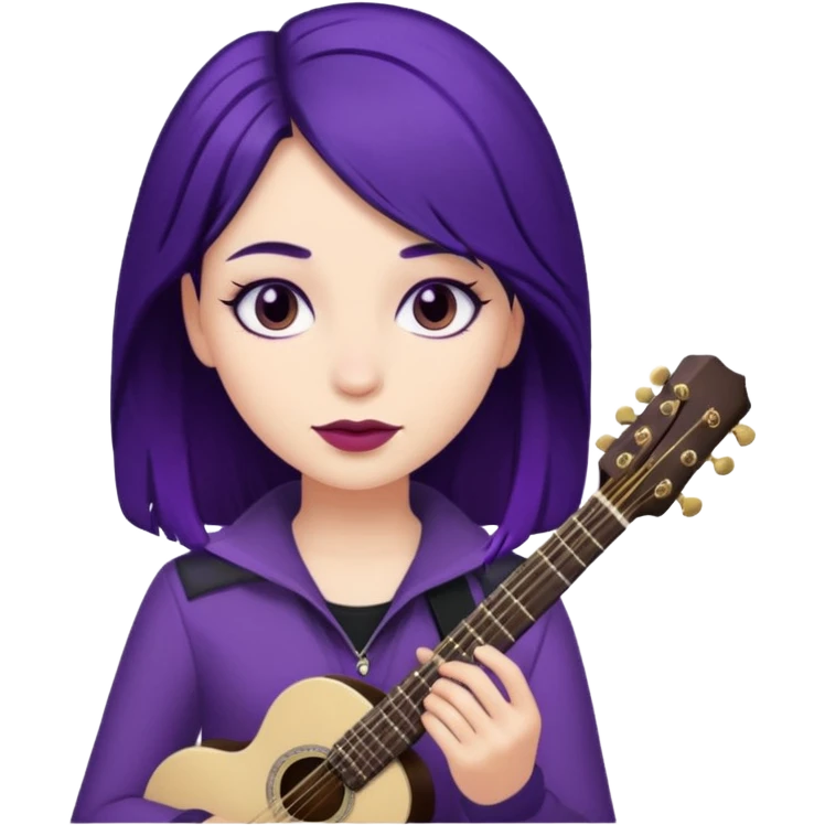 A girl with dark purple hair and musician  emoji