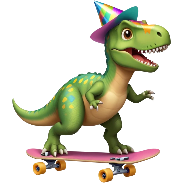 a dinosaur on a skateboard partying  emoji