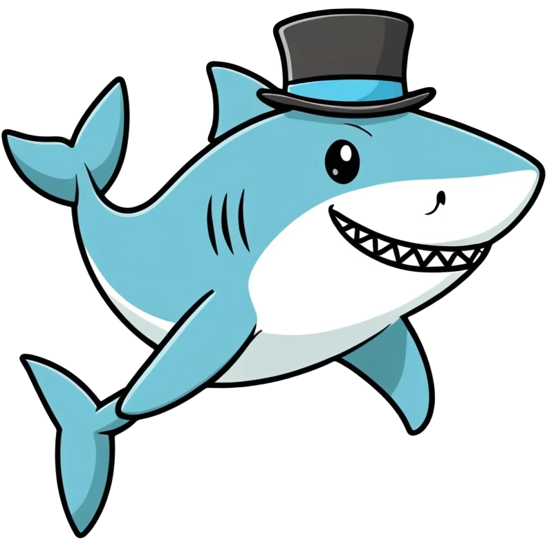 Shark with a top hat emoji