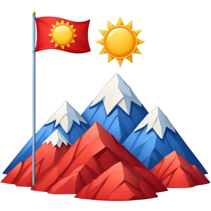 A blue , white and red flag With three mountain and a sun and ⚖️ in the upper part of mountains emoji