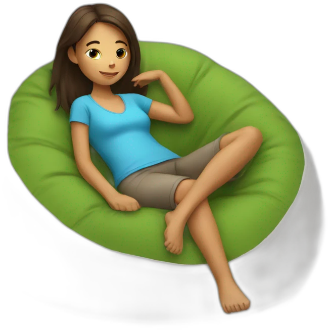 relaxed girl in a bean bag chair resting emoji