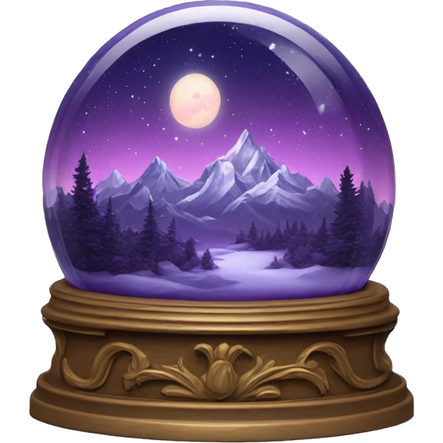 vintage purple rococo night sky mountains snow globe emoji