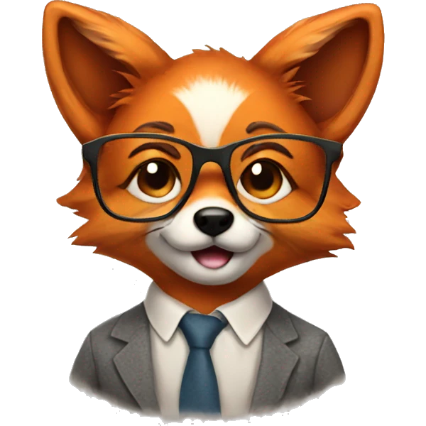 A cute fox with glasses  emoji