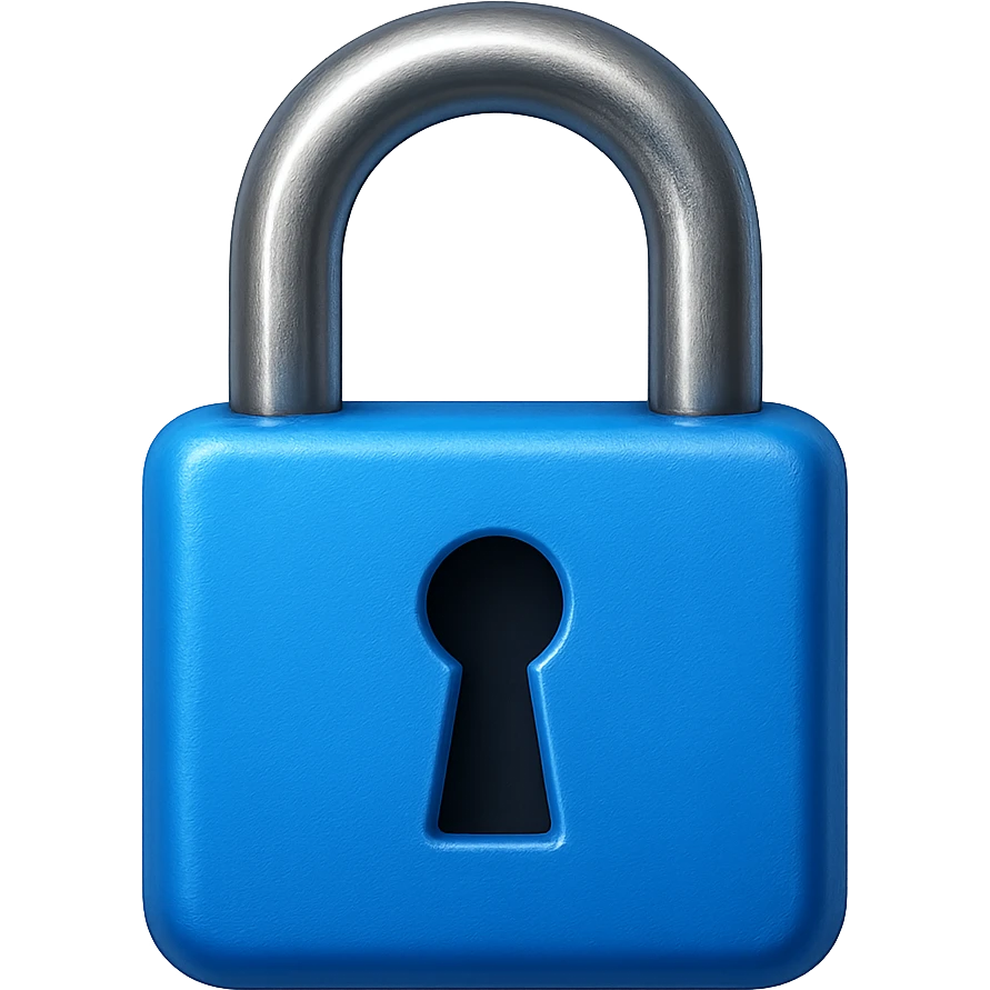 emoji stile iphone di un lucchetto azzurro, iperrealistico 4k emoji