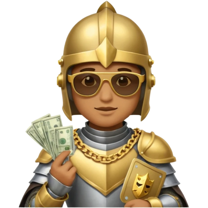 Knight helmet gold chain sunglasses money emoji