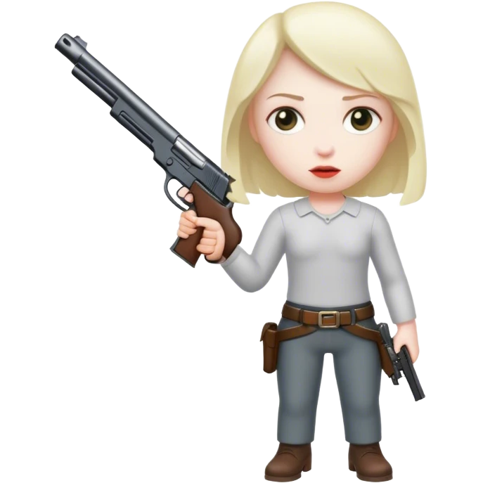 Short mad person holding a gun emoji