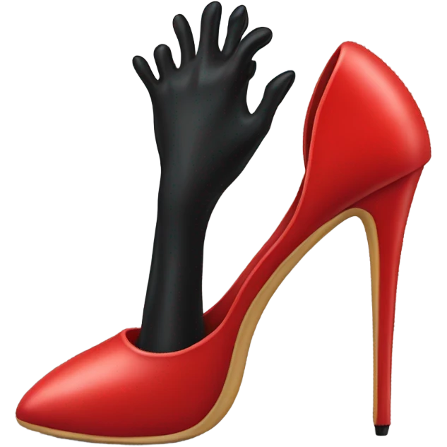 Red high heel stiletto with black nylon encased foot emoji