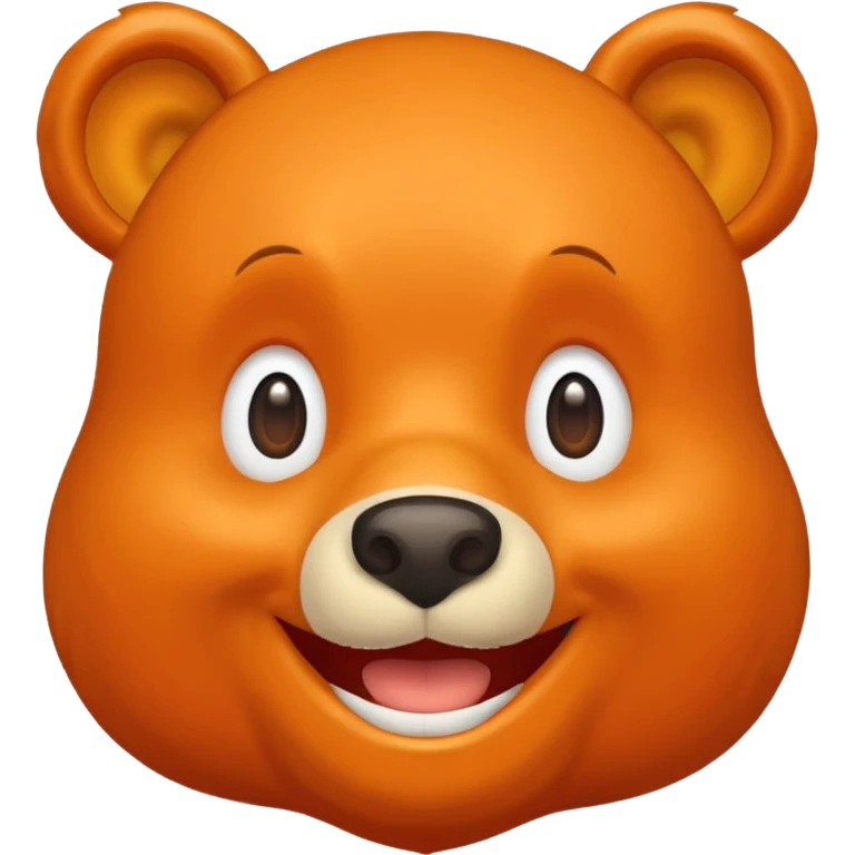 Create a orange friendly bear, make him look like from a kid cartoon and make him smile emoji