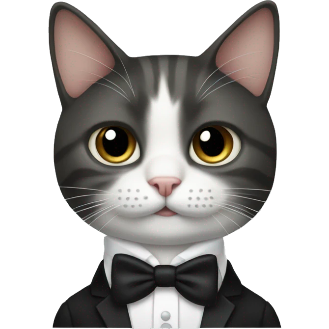Cat wearing tux with a bow emoji