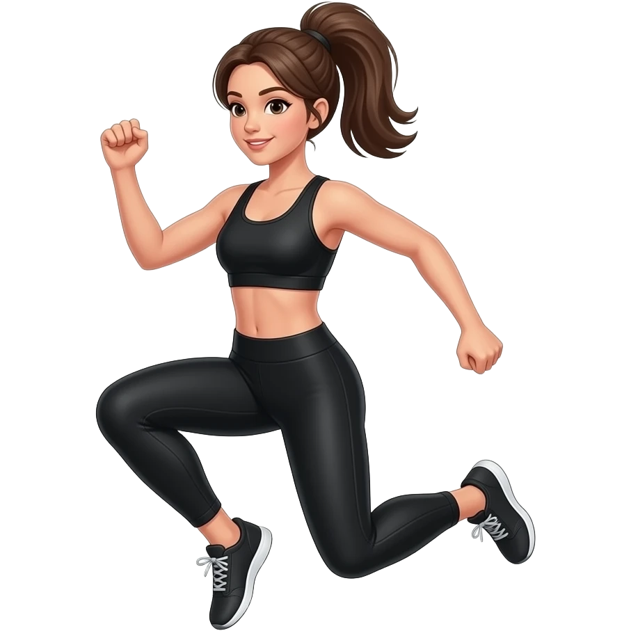 girl wearing all black workout top and blakc leggings doing jumping jack emoji