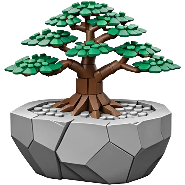 Stone Age rocks cracked and broken forming a very shallow bonsai pot Lego  emoji