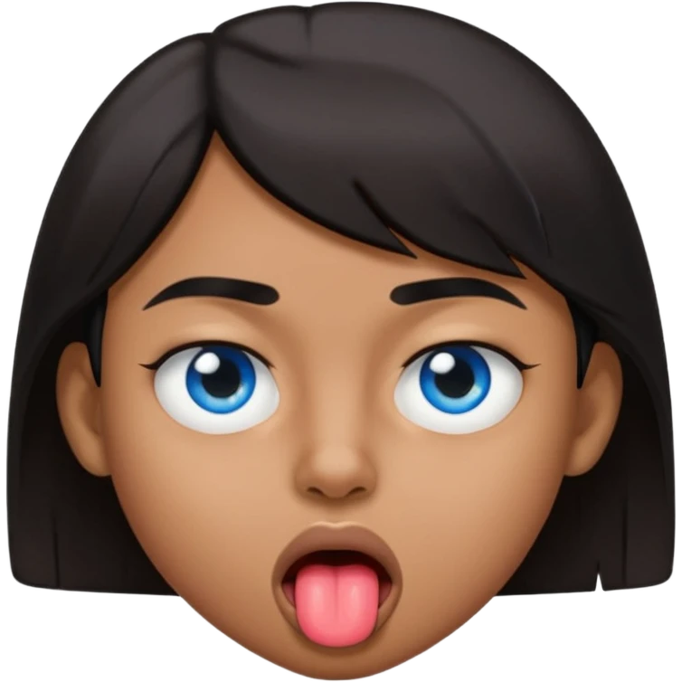 Quelqun de brun au yeux bleu qui tire la langue sur le coter de la bouche et regarde mal emoji