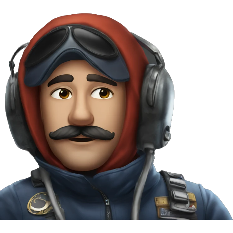 pilot with mustache portrait emoji