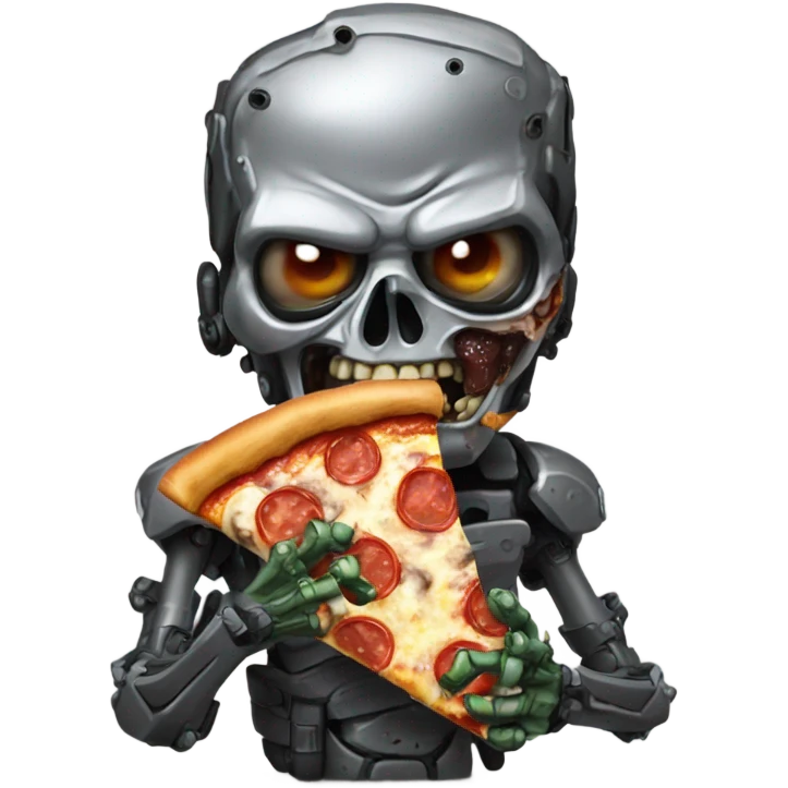 terminator zombie eating pizza emoji