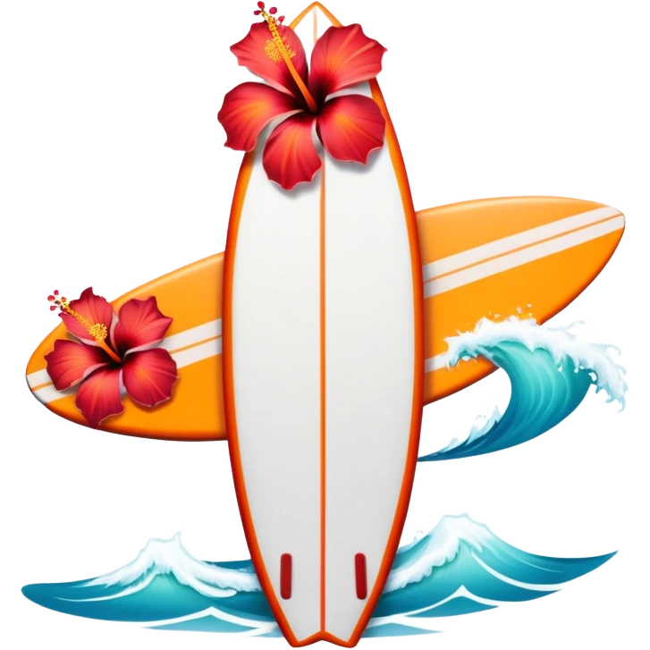 Hibiscus and surfboard  emoji
