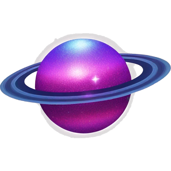 sparkly glittery blue purple and pink glitter planet with white saturn ring emoji