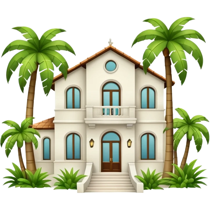 a villa with palm trees emoji