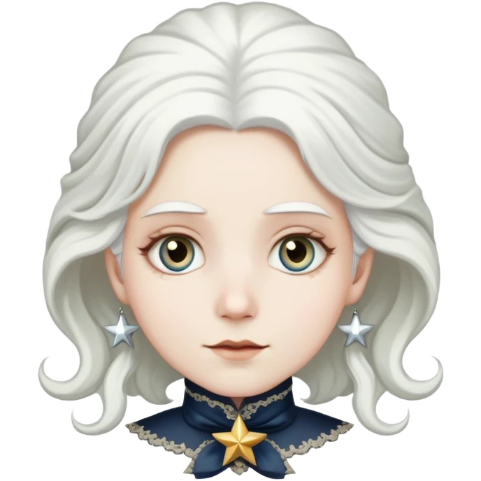 Victorian era character with pale white skin, white hair, and star-shaped eyes wearing historical Victorian clothing emoji