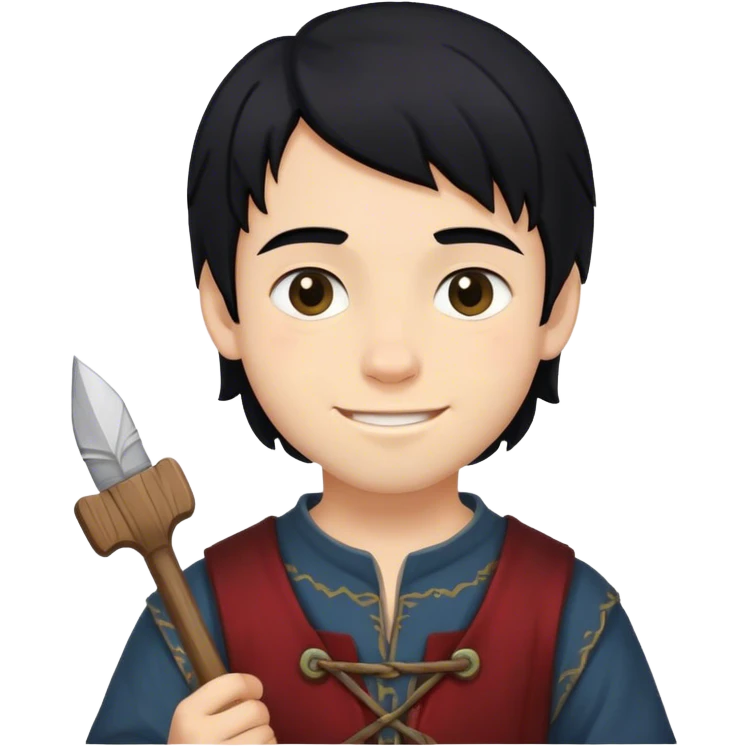 smiled poor boy painter with black hair and  medieval clothes emoji